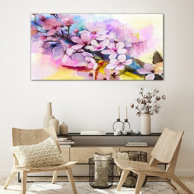 Tableau en verre Une explosion florale de couleurs