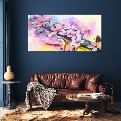 Tableau en verre Une explosion florale de couleurs