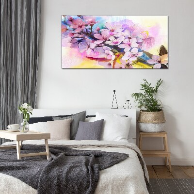 Tableau en verre Une explosion florale de couleurs