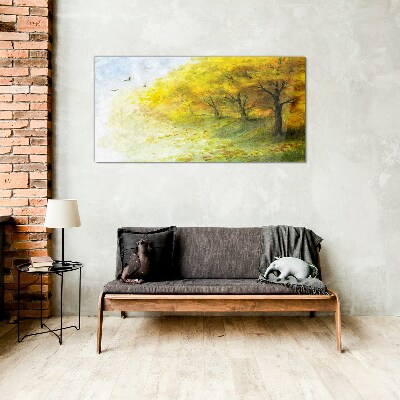 Tableau sur verre Automne doré dans le parc