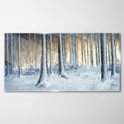 Tableau imprimé sur verre Forêt d'hiver au matin