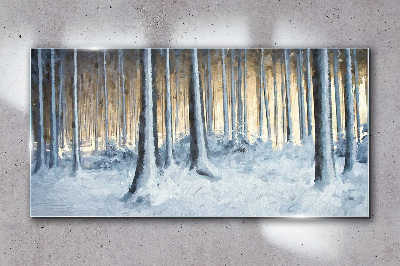 Tableau imprimé sur verre Forêt d'hiver au matin