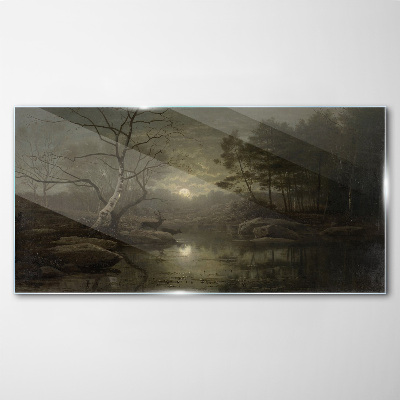 Tableau sur verre Paysage nocturne avec un cerf