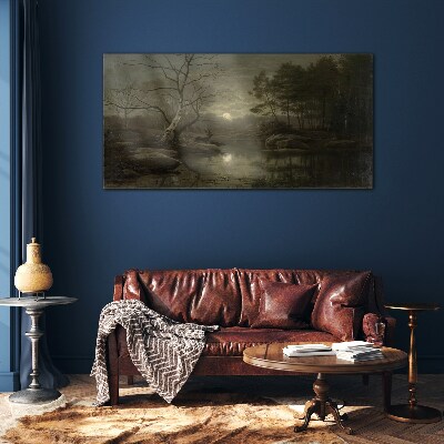 Tableau sur verre Paysage nocturne avec un cerf