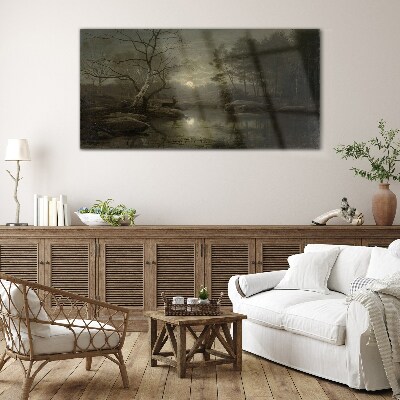Tableau sur verre Paysage nocturne avec un cerf