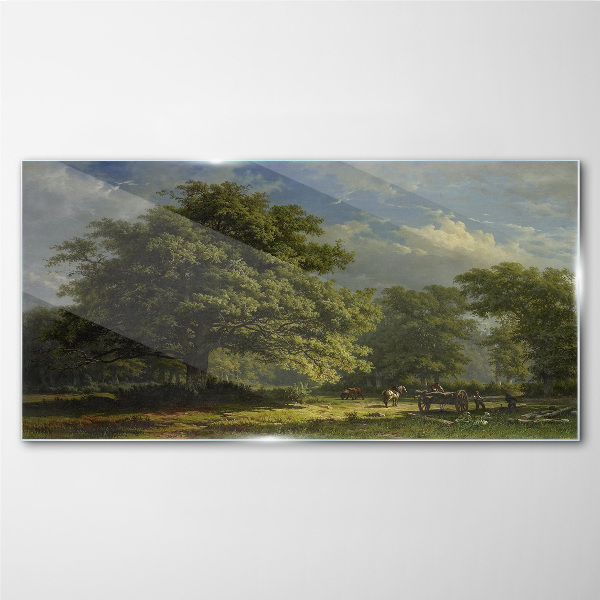 Tableau imprimé sur verre Un paysage paisible avec un arbre