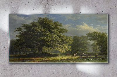 Tableau imprimé sur verre Un paysage paisible avec un arbre