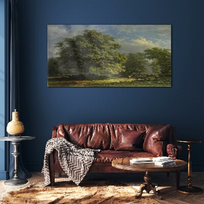 Tableau imprimé sur verre Un paysage paisible avec un arbre