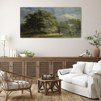 Tableau imprimé sur verre Un paysage paisible avec un arbre