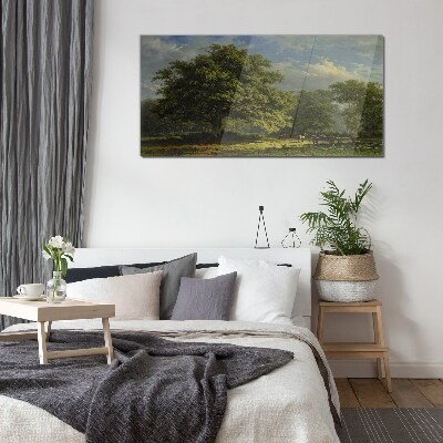 Tableau imprimé sur verre Un paysage paisible avec un arbre