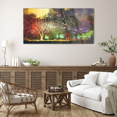 Tableau en verre Forêt magique au crépuscule