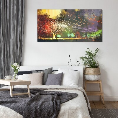 Tableau en verre Forêt magique au crépuscule