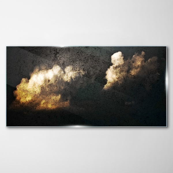Tableau sur verre Nuages dorés sur fond sombre