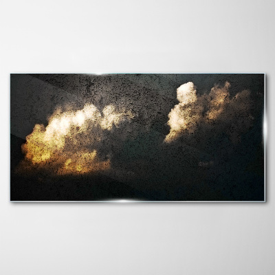 Tableau sur verre Nuages dorés sur fond sombre
