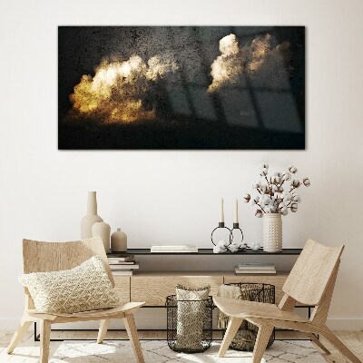 Tableau sur verre Nuages dorés sur fond sombre