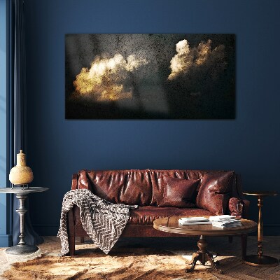 Tableau sur verre Nuages dorés sur fond sombre