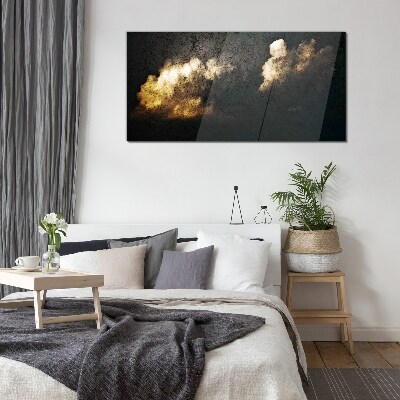 Tableau sur verre Nuages dorés sur fond sombre