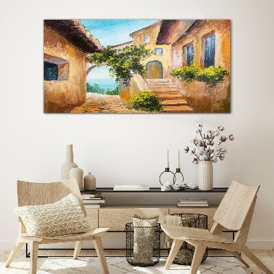 Tableau sur verre Les charmantes rues du village balnéaire