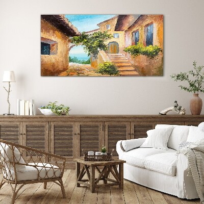 Tableau sur verre Les charmantes rues du village balnéaire