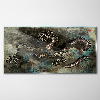 Tableau imprimé sur verre Dragon dans les nuages