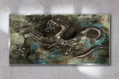 Tableau imprimé sur verre Dragon dans les nuages
