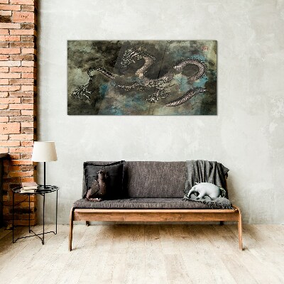 Tableau imprimé sur verre Dragon dans les nuages