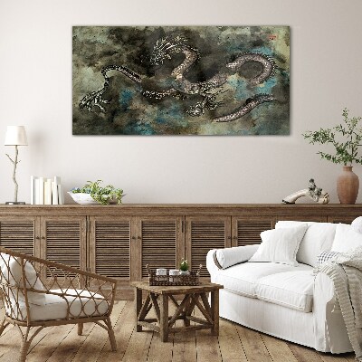 Tableau imprimé sur verre Dragon dans les nuages