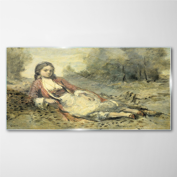 Tableau sur verre Portrait d'une fille allongée
