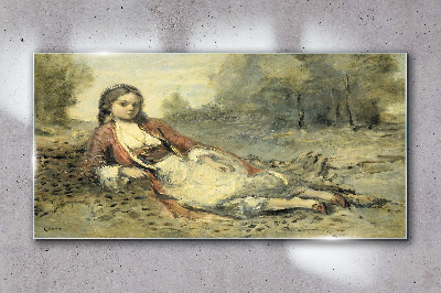 Tableau sur verre Portrait d'une fille allongée