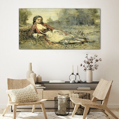 Tableau sur verre Portrait d'une fille allongée