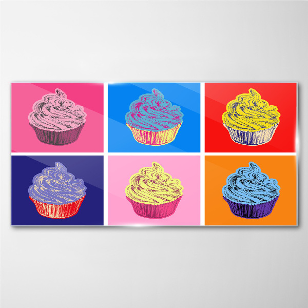 Tableau photo sur verre Muffins colorés au style pop art