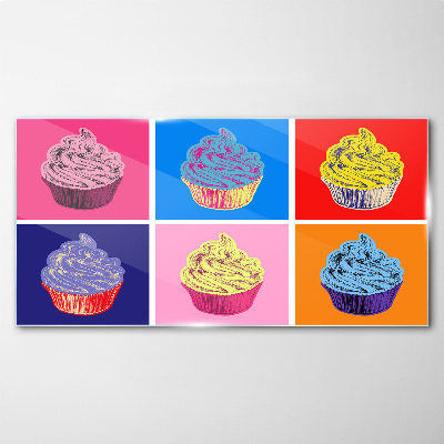 Tableau photo sur verre Muffins colorés au style pop art
