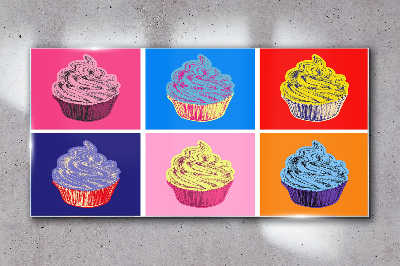 Tableau photo sur verre Muffins colorés au style pop art