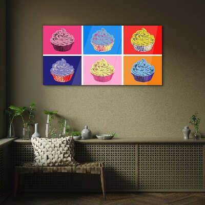 Tableau photo sur verre Muffins colorés au style pop art
