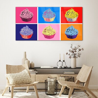 Tableau photo sur verre Muffins colorés au style pop art