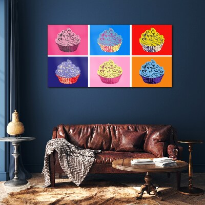 Tableau photo sur verre Muffins colorés au style pop art