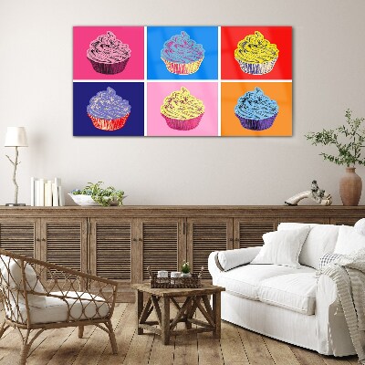Tableau photo sur verre Muffins colorés au style pop art