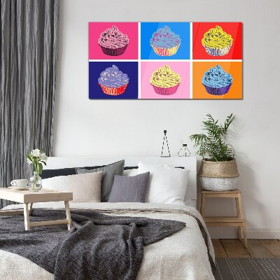 Tableau photo sur verre Muffins colorés au style pop art