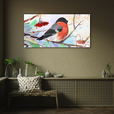 Tableau en verre Un oiseau heureux sur une branche