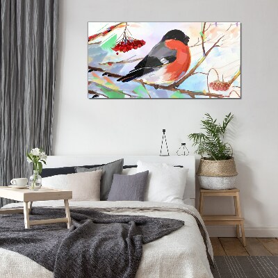 Tableau en verre Un oiseau heureux sur une branche