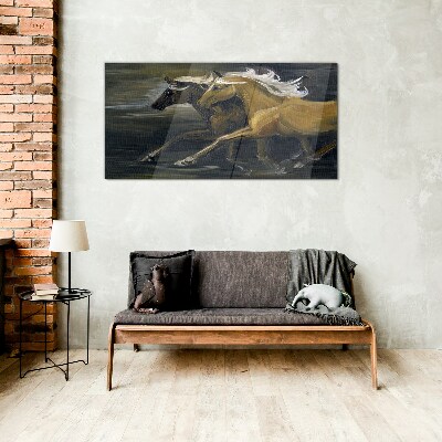 Tableau sur verre Chevaux de course
