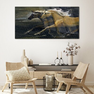 Tableau sur verre Chevaux de course