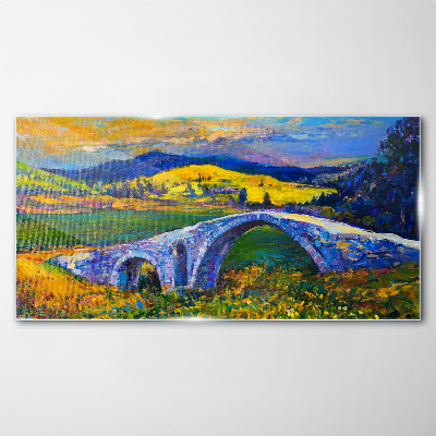 Tableau verre imprimé Pont arc-en-ciel dans un paysage pittoresque