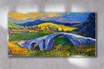 Tableau verre imprimé Pont arc-en-ciel dans un paysage pittoresque