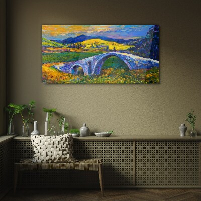 Tableau verre imprimé Pont arc-en-ciel dans un paysage pittoresque