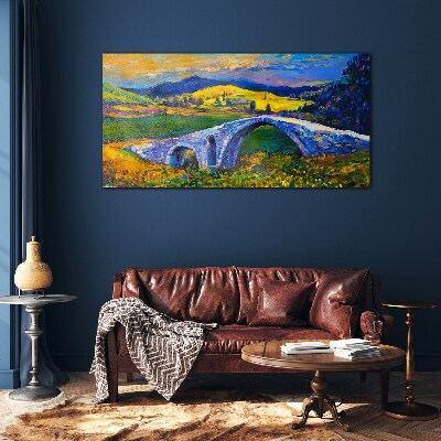 Tableau verre imprimé Pont arc-en-ciel dans un paysage pittoresque
