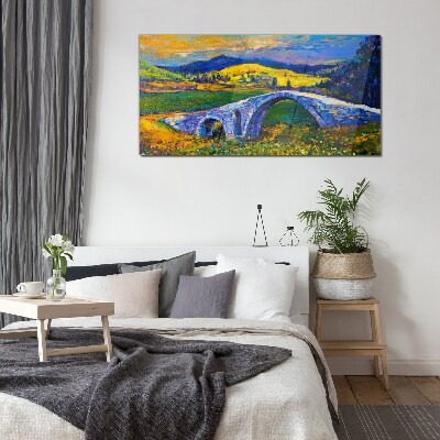 Tableau verre imprimé Pont arc-en-ciel dans un paysage pittoresque