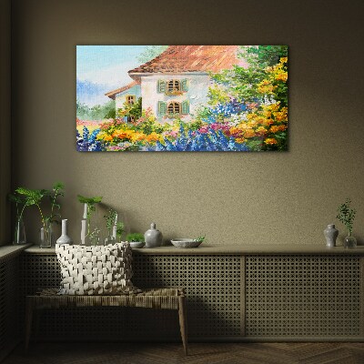 Tableau photo sur verre Paysage floral au soleil