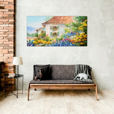 Tableau photo sur verre Paysage floral au soleil