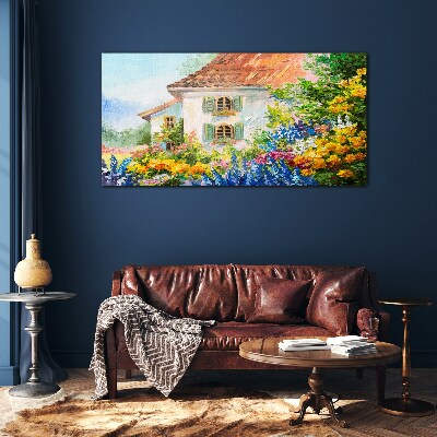 Tableau photo sur verre Paysage floral au soleil
